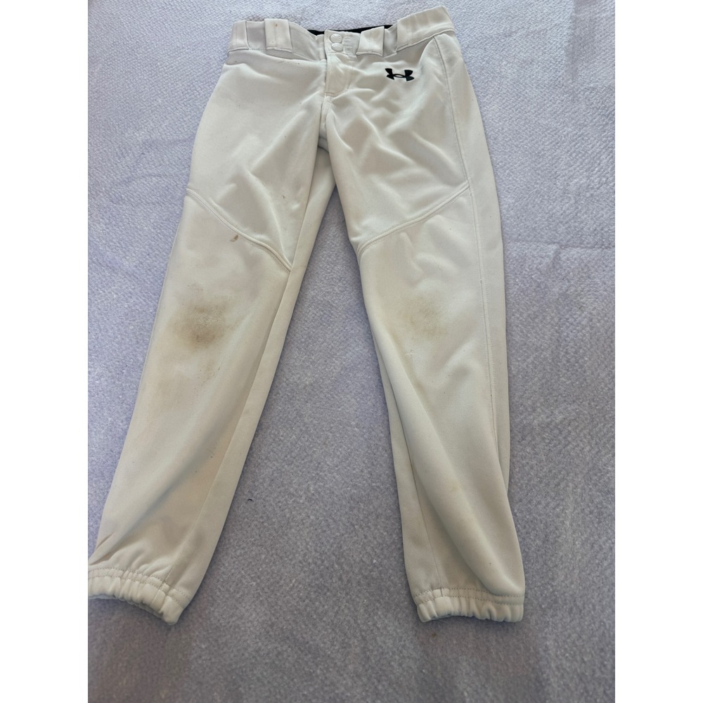 Under Armour Kids White Baseball Pants Youth YXS  Elastic Cuffs